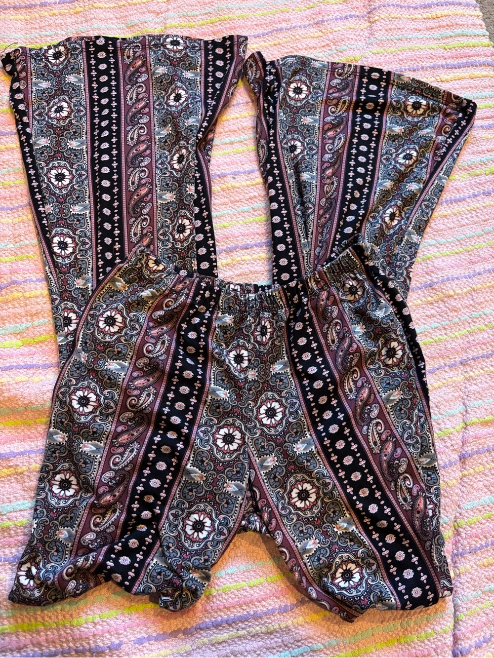Rainbow Black Pink Paisley Print Top